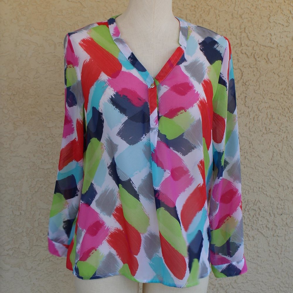 Liz Claiborne Petite Sheer Rainbow Blouse